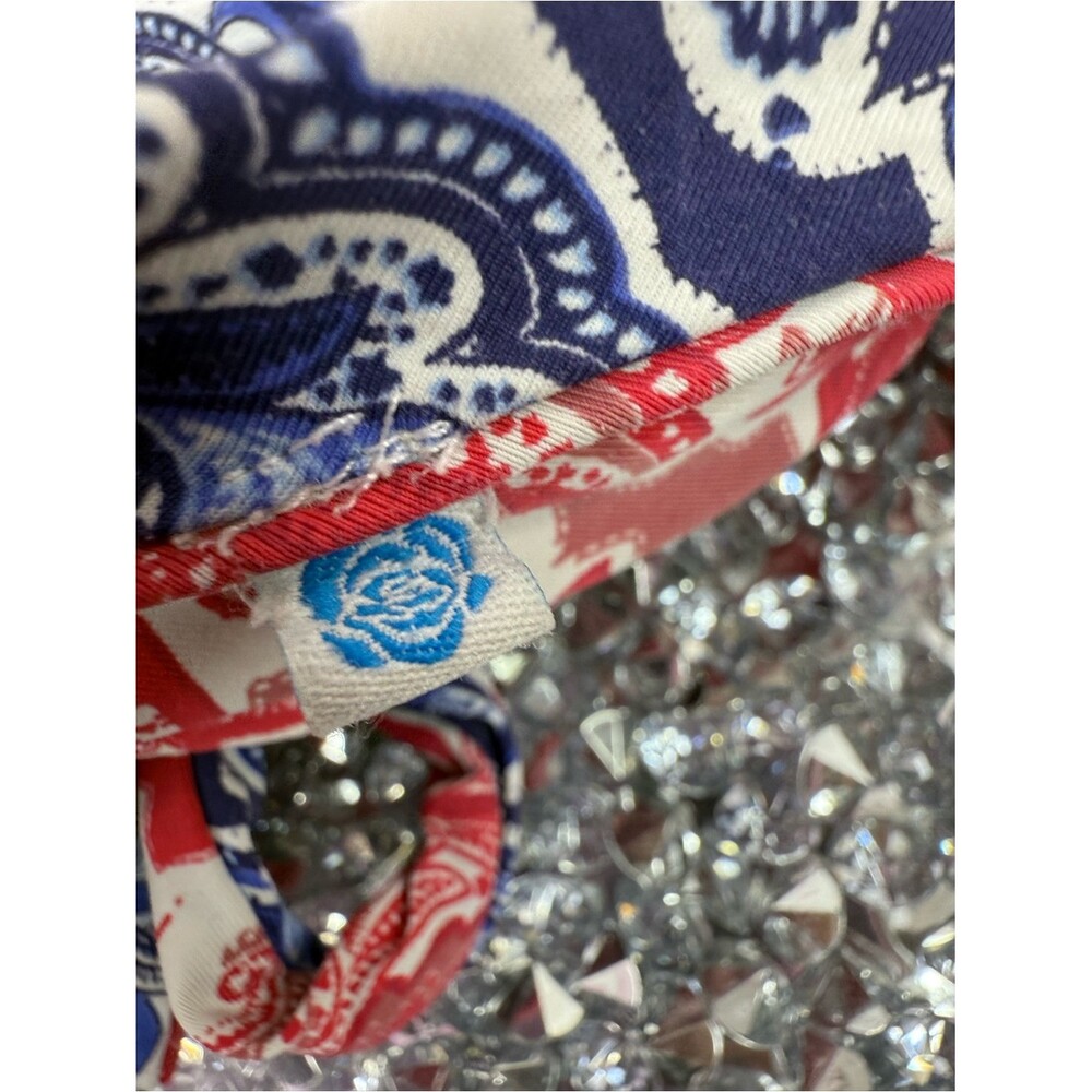 La Vie En Rose bikini top reversible Blue red White Paisley Halter Bikini Top - Picture 7 of 9